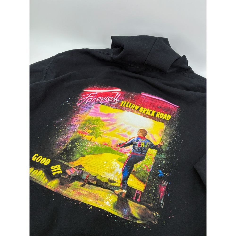 Elton John Farewell Yellow Brick Road Tour Zip Up Hoodie Black Mens XL Concert